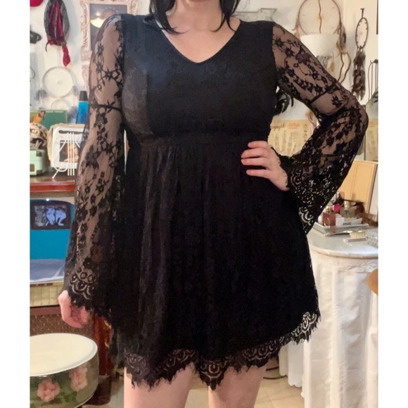 Love Witch Lace Bell Sleeved Mini Dress - Picture 3 of 9